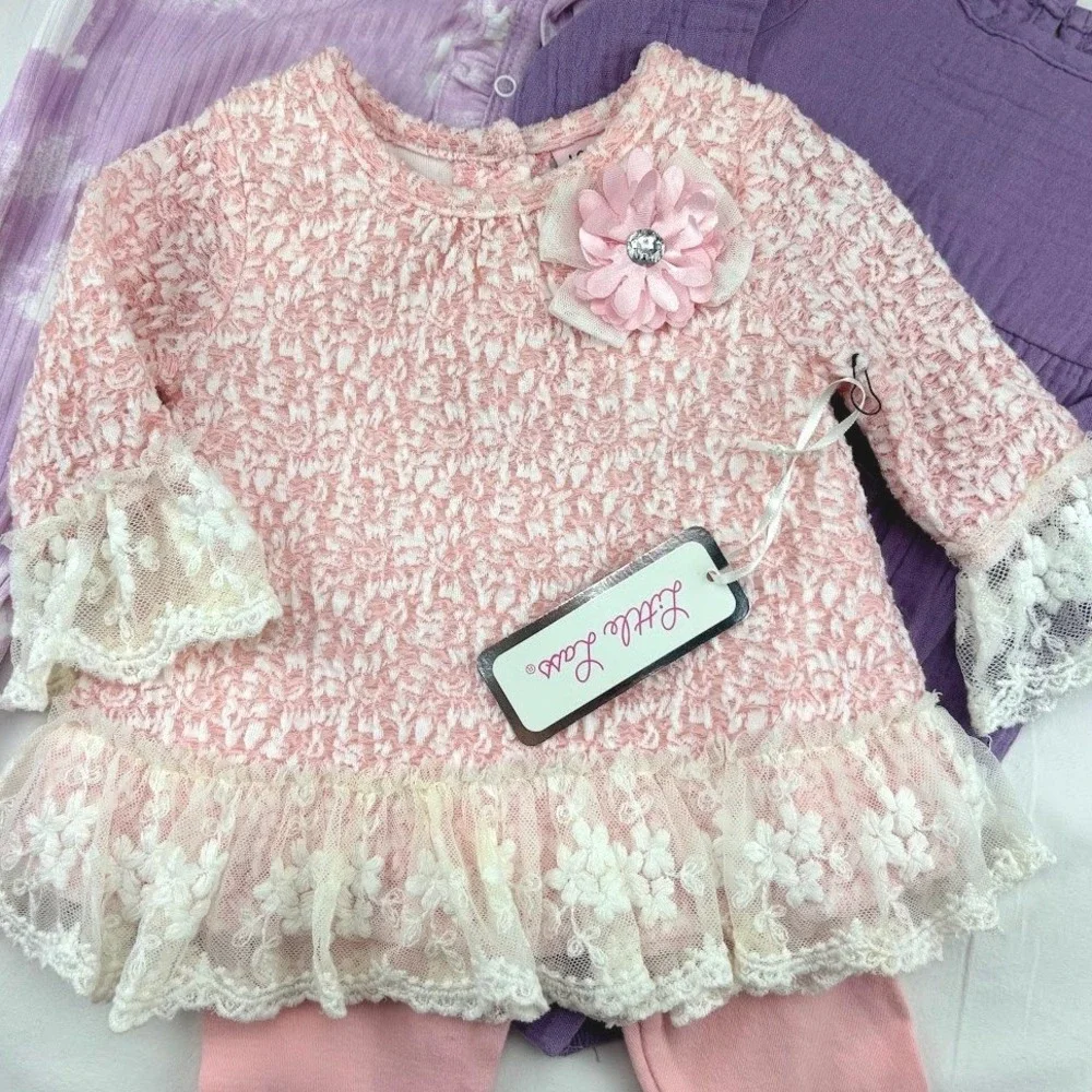 Baby Girl 3pc Outfit Lot 6 9 Mos Little Lass Grayson Mini Weeplay Sleeper Purple